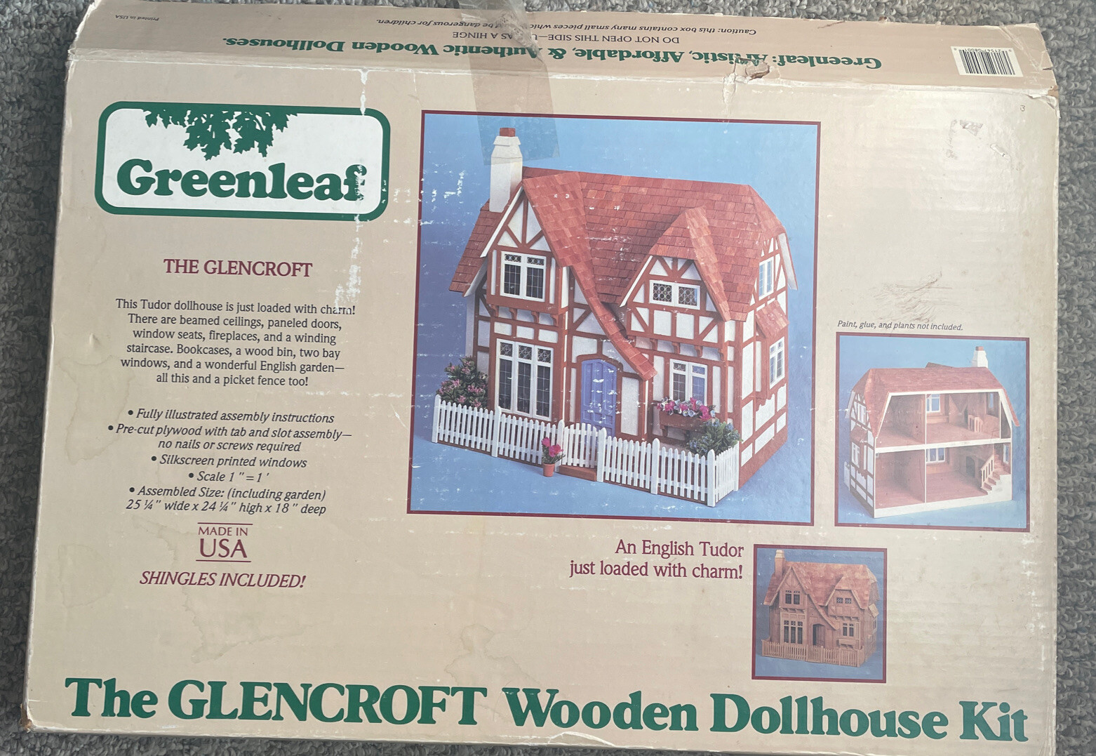 Vintage 1983 Greenleaf The Glencroft Wooden Dollhouse Kit 8001, New