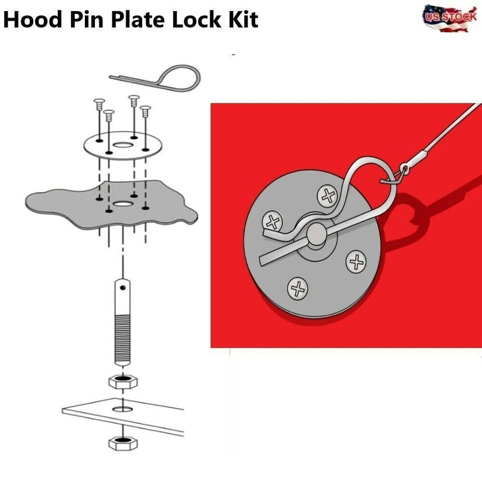 Универсальные заколки для капота из нержавеющей стали хром 1016 - Изображение 4 из 4
