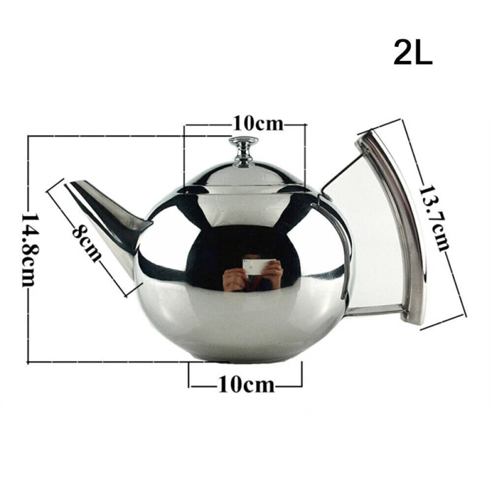 1L/1.5L/2L Stainless Steel Teapot Coffee Pot Kettle & Tea Leaf Filter Infuser AU - image 3 of 4