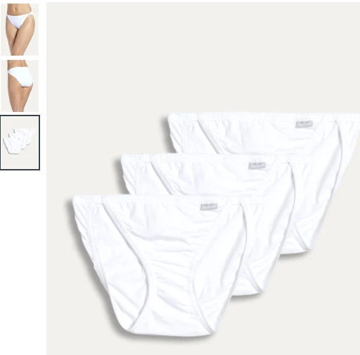 Женские жокей 3-Pack струнных инструментов бикини (белый) 100% хлопок трусики нижнее белье - Изображение 4 из 4