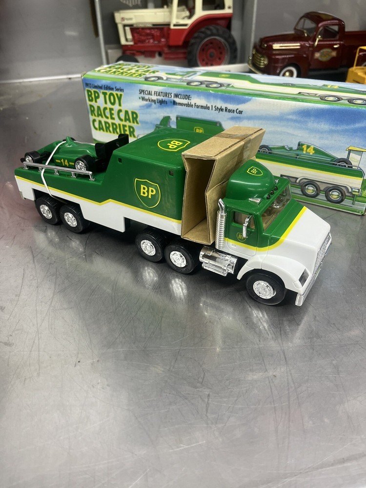 BP Toy Race Car Carrier Model Truck 1993 Limited Edition In Box