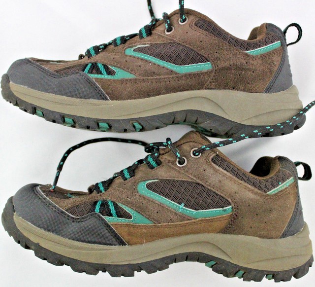 Rugged Exposure Womens Sz 8 Brown Green Leather Trail Walking Hiking