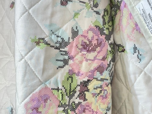 Pem-America King Quilt White Pink Floral Cotton Face 102 x 86" Cottage Shabby - Picture 5 of 7
