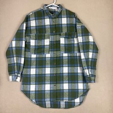 12th Tribe X The Salty Blonde Womens M Flannel Shirt Jacket Chest Pocket Green