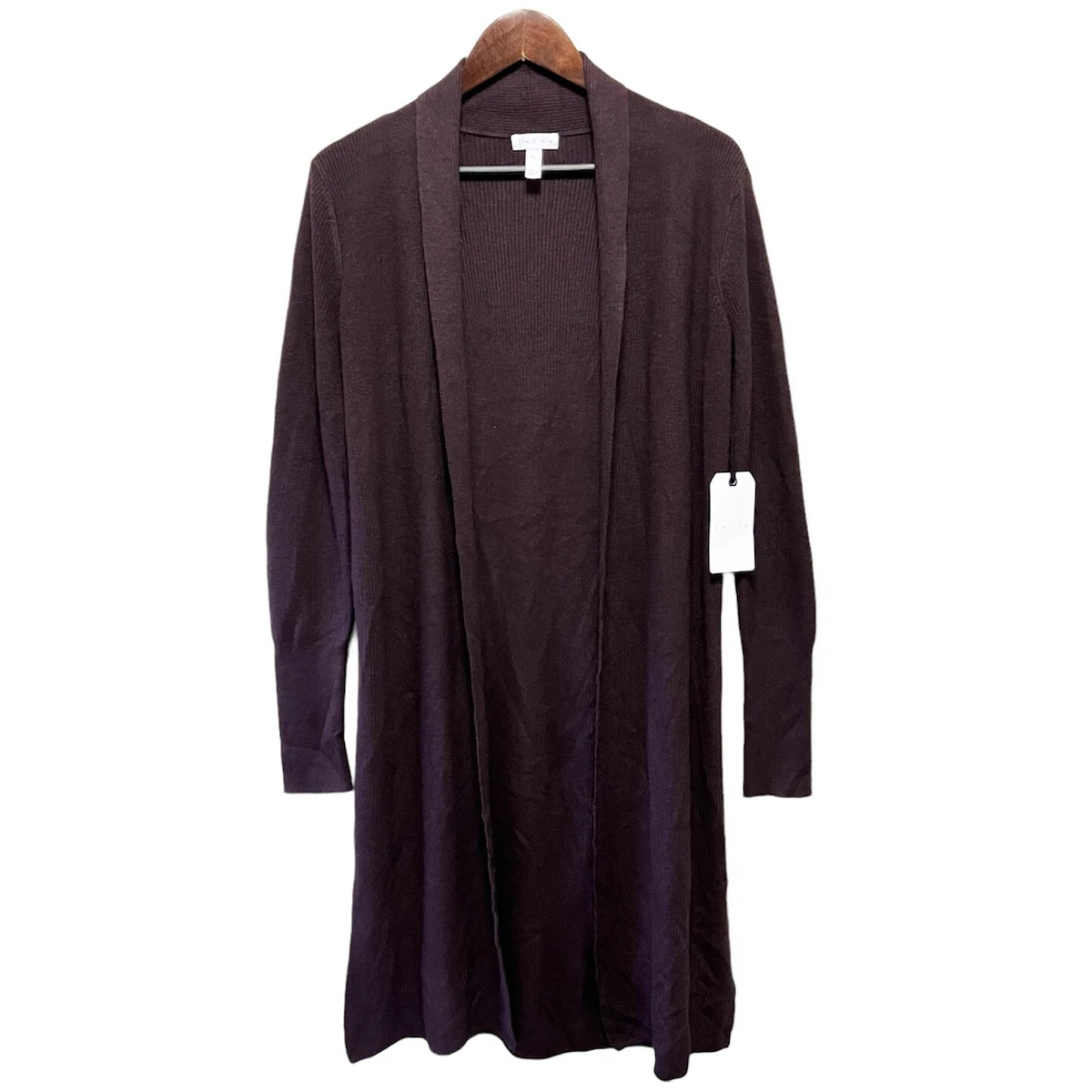 Leith Women s Size XS Open Front Long Cardigan Ribbed Dark