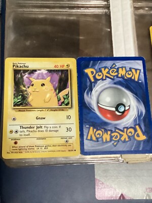 Pikachu Gnaw Pokemon Card 58/102 40 HP Original 1995 Super Rare | eBay