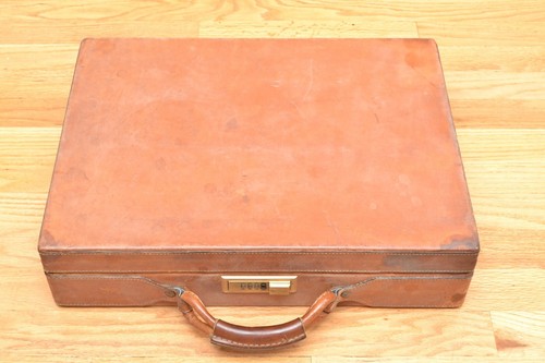 Vintage Hartmann Tan Leather Briefcase Hard Sides Combo Lock
