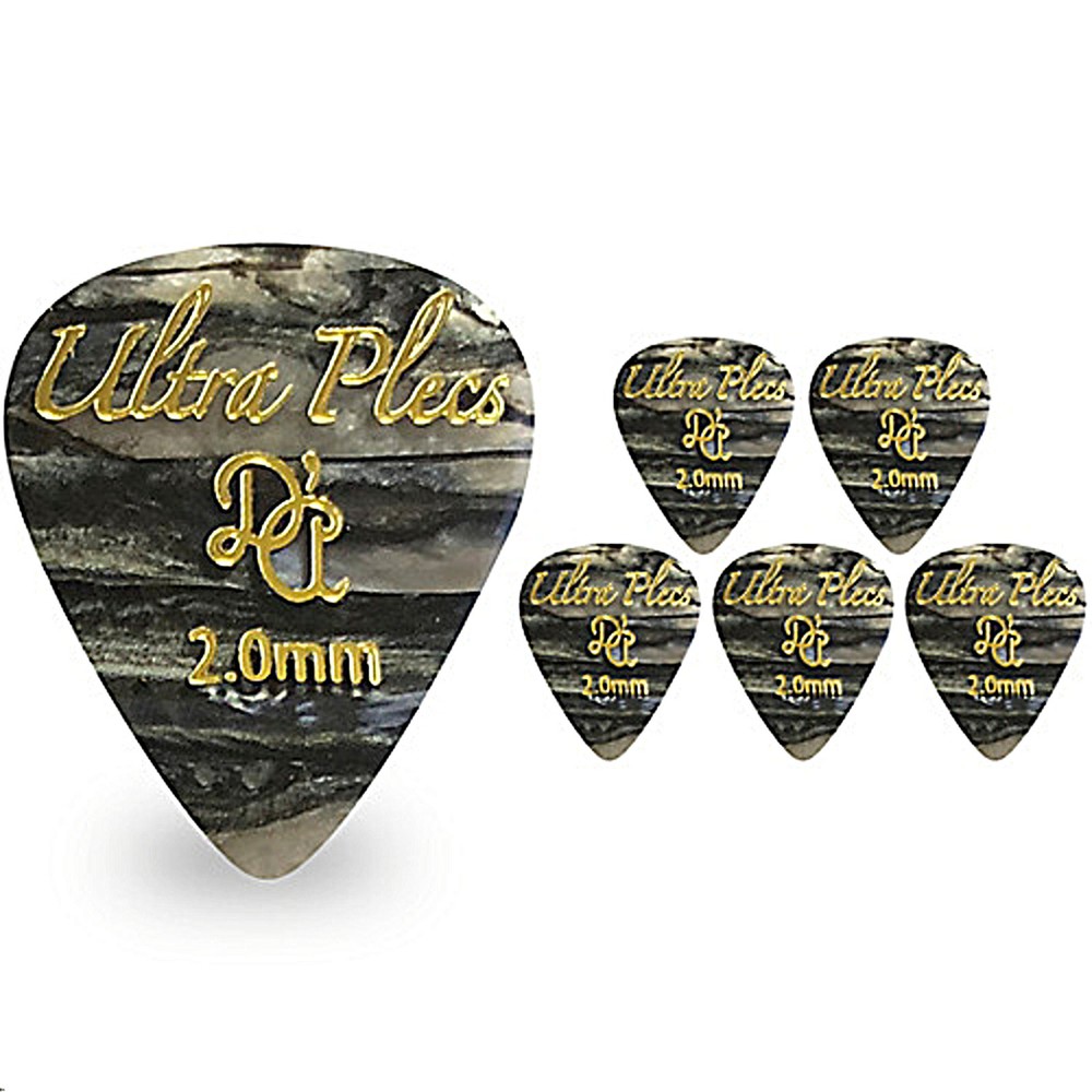 D'Andrea Ultra Plecs 351 shape Black Oyster 2.0mm Guitar Picks 6 pack