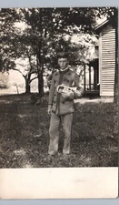 TRUMPET PLAYER c1910 marching band uniform real photo postcard rppc history