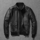 Men Black Navy Flying Pilot A2 G1 Bomber Aviator Biker Retro Real Leather Jacket