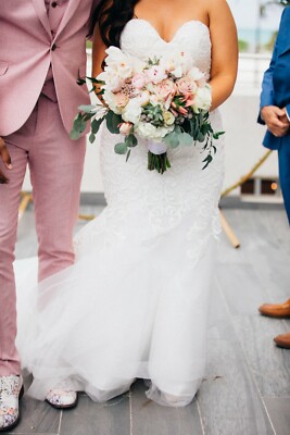 Wedding Dress + Veil, Mermaid/Trumpet, Sweetheart Neckline, Removable Straps