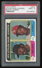Lou Brock Tommy Harper 1974 Topps #204 PSA 9 Stolen Base Leaders Cardinals Sox