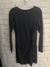 BOBI L.A. Solid Blue T-Shirt Dress 100% Cotton L/S Lightweight EUC Women's M