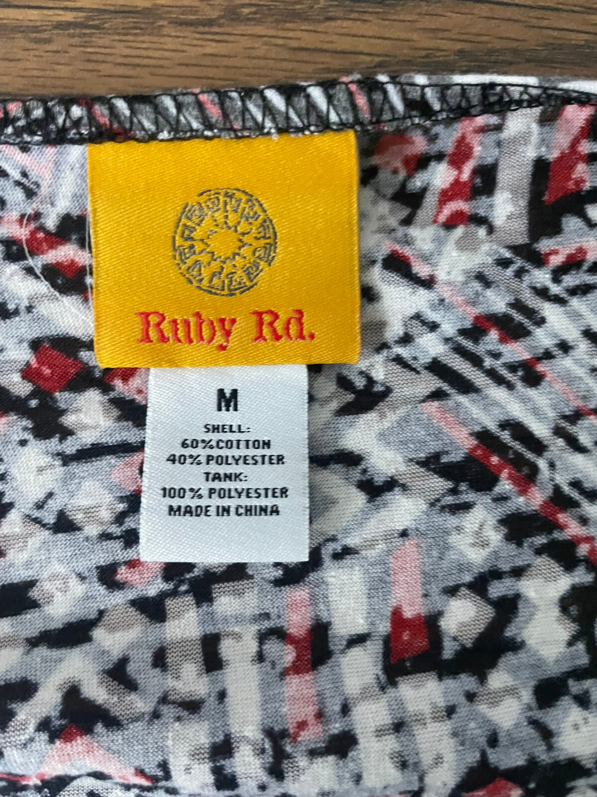 Ruby Red Women's Geometric Sheer Print Top w/ Jew… - image 4