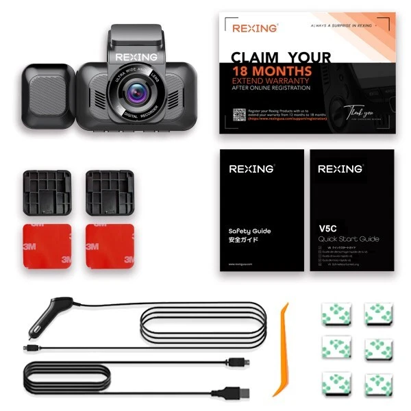 REXING V5C Basic Dash Cam Front 4K & 1080p Cabin Camera w/ Modular Capabilities - Image 4 of 4