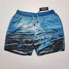 04651/ Small Shore Blue "Image" Water Surface Print Men's Swim Shorts NWT