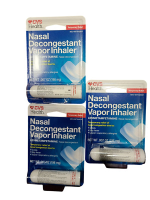 3 Pack CVS Vapor Inhaler Nasal Decongestant 0.007 oz each Exp 01/2027 New Sealed