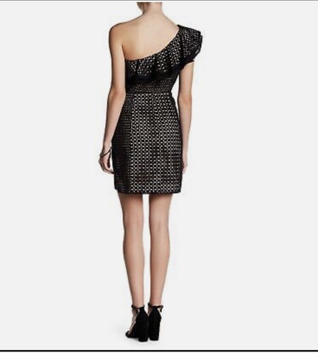 New With Tags J Crew Collection One Shoulder Ruffled Eyelet Black Sheath Dress - Picture 4 of 16