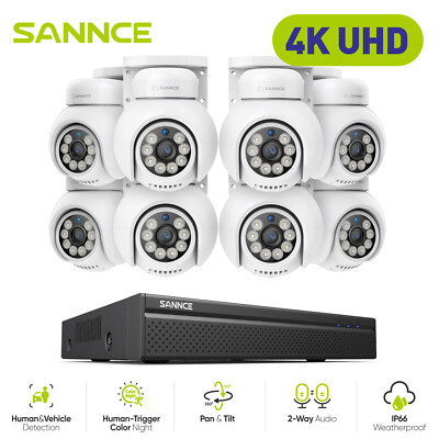 SANNCE 10CH 4K NVR 8MP Full Color POE PT Security Camera System Two Way Audio AI