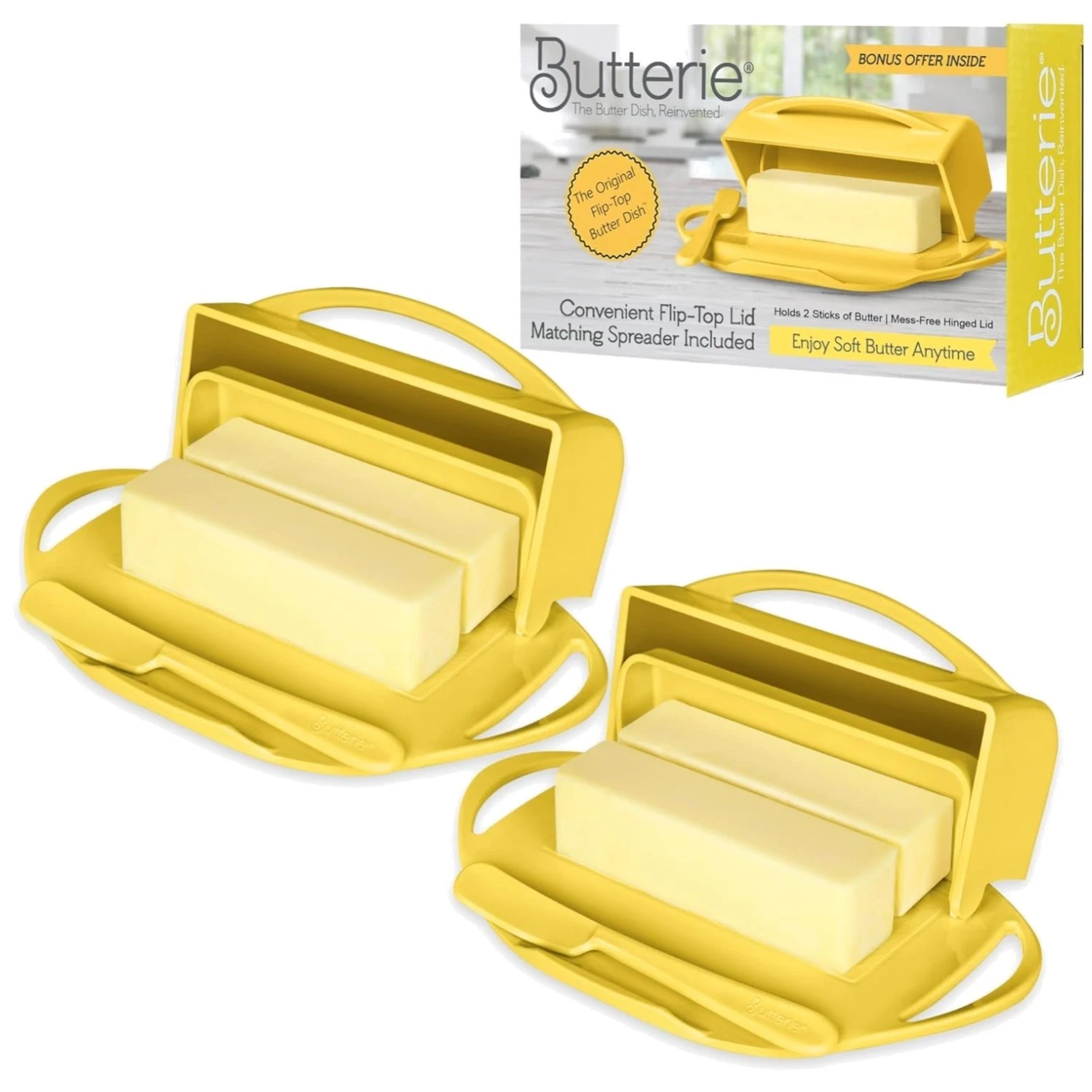 Innovative Butter Storage Solution - 2 Pack, Yellow