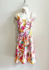 NINE WEST Floral Cotton Fit & Flare Knee Length Sleeveless Corset Dress Womens 8