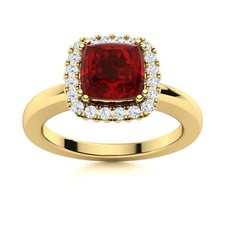925 Silver Cushion Natural Garnet Promise Prong New Halo Ring Jewelry