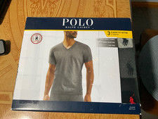 Polo Ralph Lauren Mens V- Neck Classic Fit Cotton T-Shirts-Set of 3-M