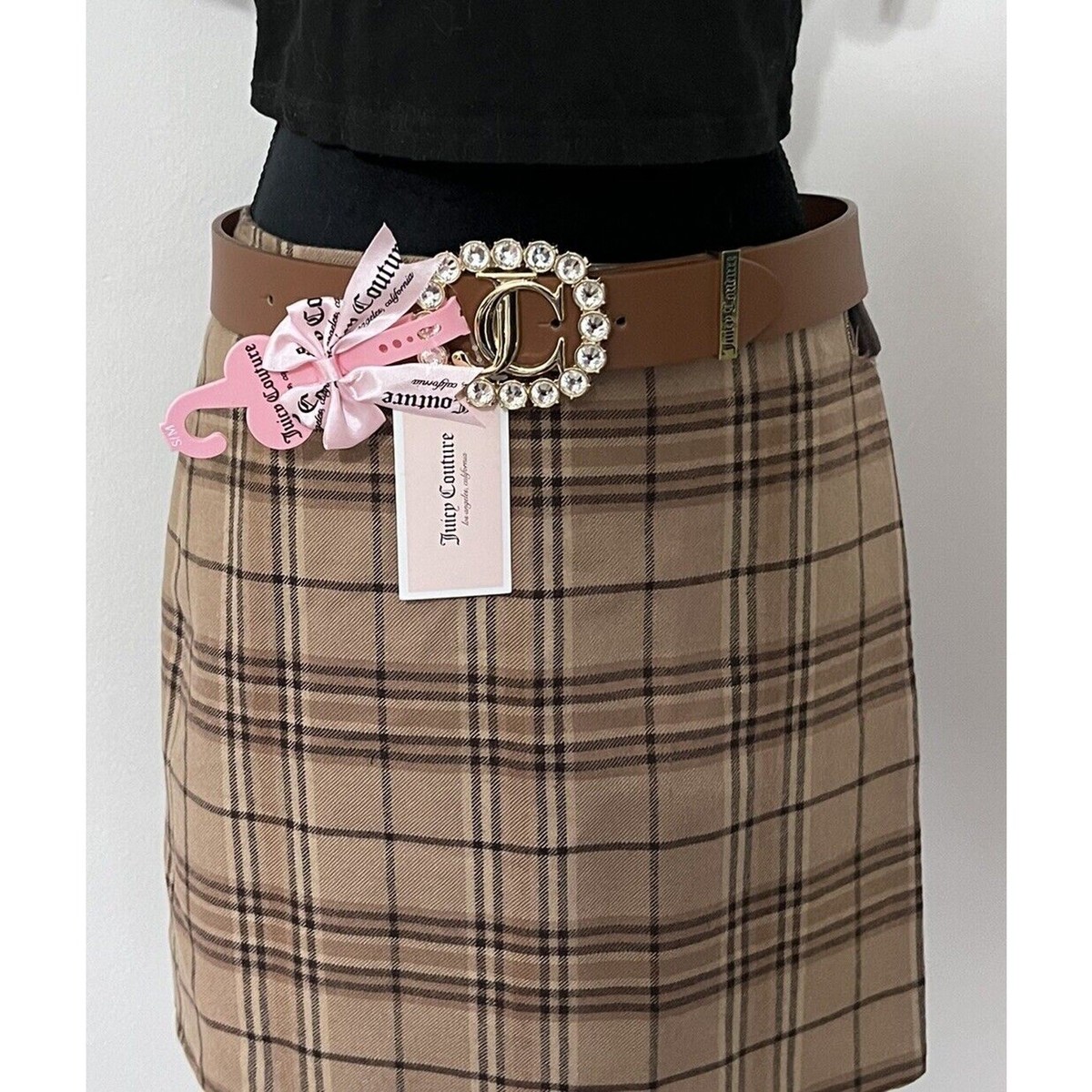 Juicy Couture Brown Belt With Gold JC Buckle S/M NWT Bling  display picture 2