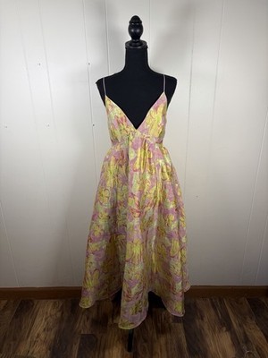 ASOS EDITION tiered plunge cami midi dress neon jacquard 4 Pockets Full  Skirt | eBay