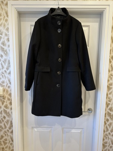 M&S Ladies Black Full Length Coat Size 16 - Picture 1 of 6