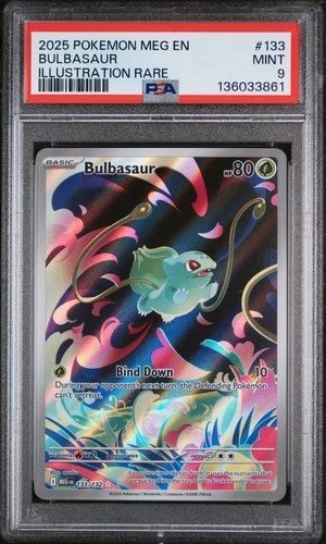 PSA 9 Mint Bulbasaur 133/132 Illustration Rare - Pokémon ME01 MEG