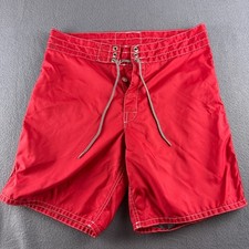 Birdwell Beach Britches Board Shorts Mens 30 Red Nylon Surf Swim Trunks USA Made