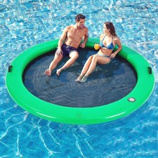 8' Round Inflatable Floating Dock, Sunchill Float Ring, Hammock Tanning Pool ...