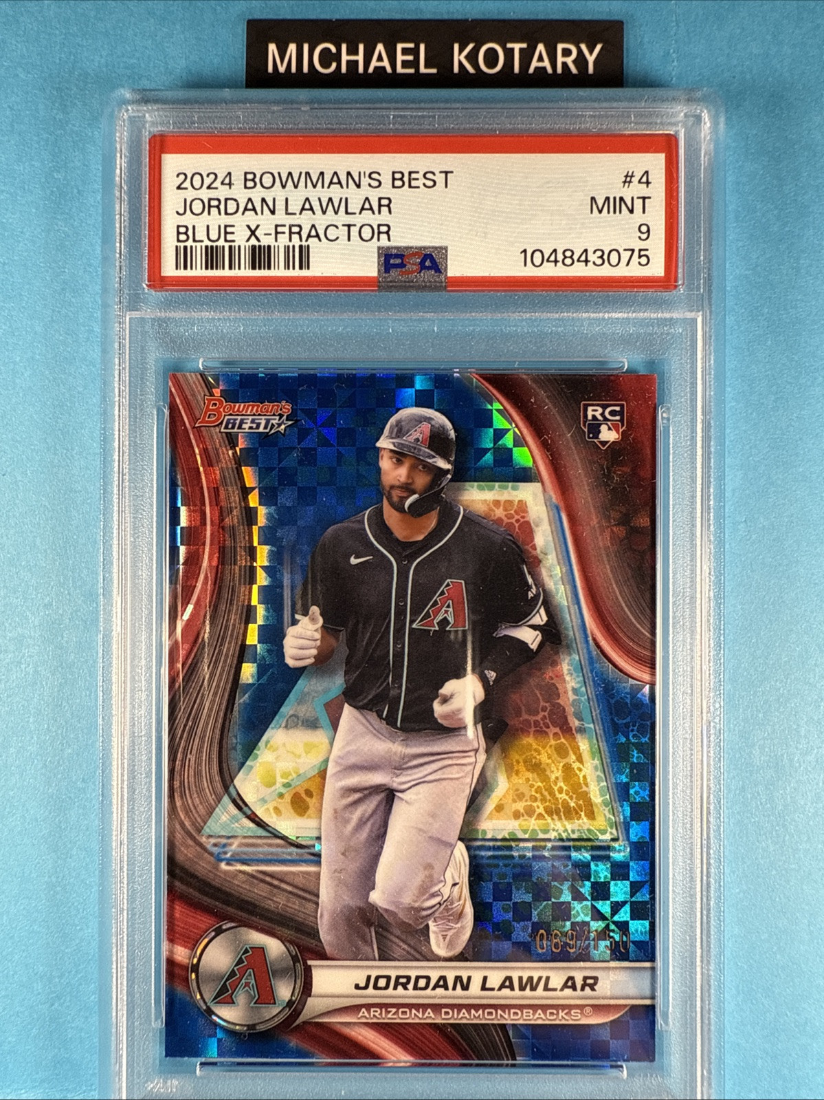 JORDAN LAWLAR 2024 BOWMAN’S BEST BLUE XFRACTOR PSA 9 69/150 Diamondbacks Rookie