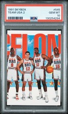 1991-92 Skybox - Team USA Card 2, PSA 10 GEM MINT, Jordan, Magic, Malone #545