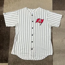 Vintage Majestic Tampa Bay Buccaneers Baseball Jersey Pinstripe Mens M USA Made