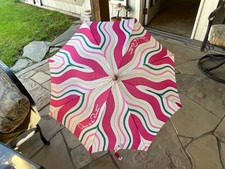 Vtg Oscar De La Renta Full-Size Umbrella Wooden Handle
