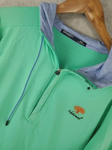 B. Draddy Hoodie Mens M Green 1/4 Zip Lightweight Golf Pullover Stretch National - product listing photo