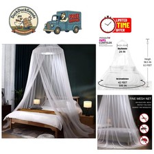 Elegant White Mosquito Net Bed Canopy for Kids - 98.5" High, Easy Install