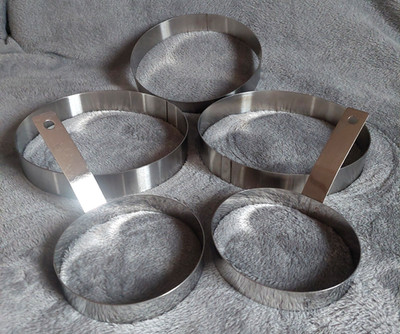 5 Egg Omelet Rings 5'' & 8'' Heavy Stainless Steel, Used, Excellent Condition Nice