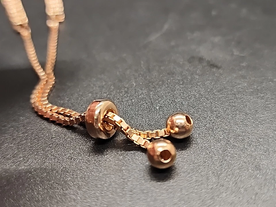 Белый кубический цирконий 18K розовое золото над серебро регулируемый браслет - Изображение 4 из 4