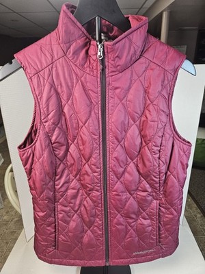Eddie Bauer Quilted Puffer Goose Down Vest Womens Medium Zip Pockets Full Zip