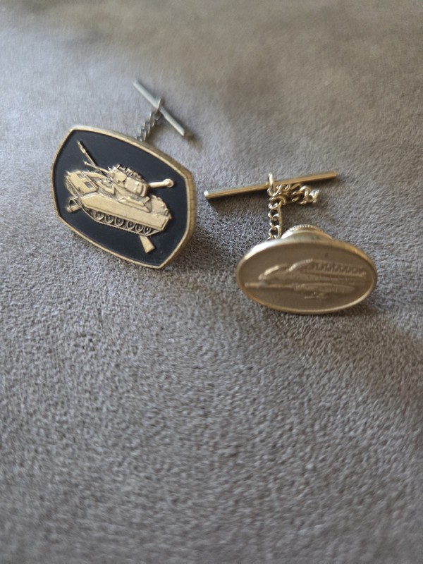 2 Vintage Bradley Military Tank Tie Tack Lapel Hat Pin Gold Tone Army War