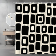 Black and White Square Pattern Shower Curtain for Modern Bathrooms