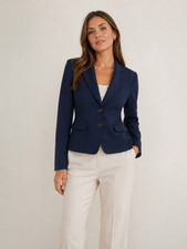 J.Crew Shrunken Fit Blazer Size 4 Navy Ora Tessuti Italian Wool Blend Schoolboy