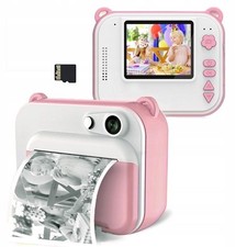 Fotocamera istantanea per bambini con stampante e scheda Tf 32 GB - rosa