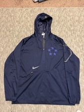 Nike Windbreaker Hooded Jacket Navy Blue Men  s Size L Zipped Pockets