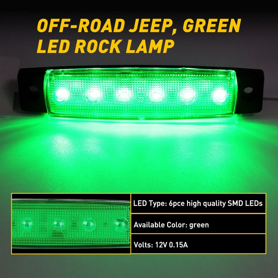 For Jeep Offroad Car Truck ATV Boat Green LED Rock Lights Underbody Light10-50x - Image 2 of 4