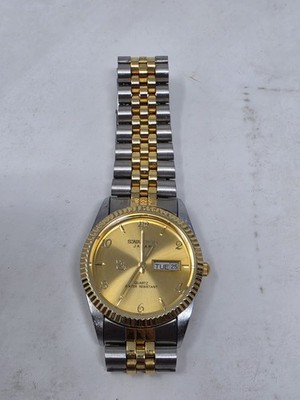 Swanson Japan Men's President Day/Date Watch Silver Gold Two Tone