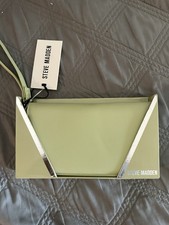 Steve Madden Light Green Zip-Around Wristlet Wallet Metal Trim Credit Card Slots